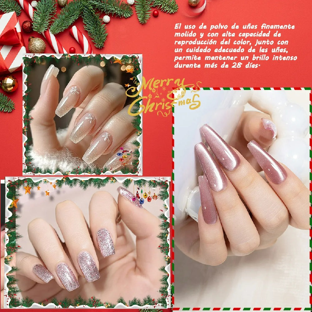 Kit Para Uñas Efecto Espejo Aurora Con 6 Color + 6 Aplicador