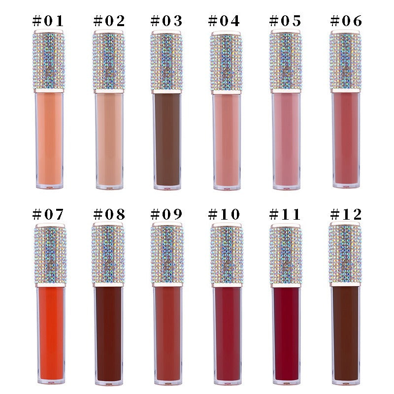 24-color neutral makeup Diamond non-stick Cup lip gloss matte liquid lipstick