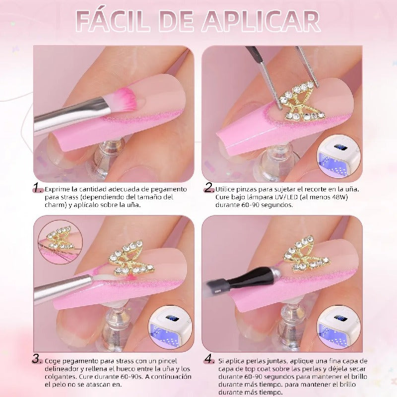 Decoracion De Uñas Acrílica 3d Lazo Flores Uñas Arte Diy Kit