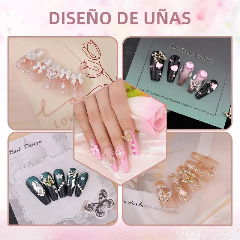 Decoracion De Uñas Acrílica 3d Lazo Flores Uñas Arte Diy Kit
