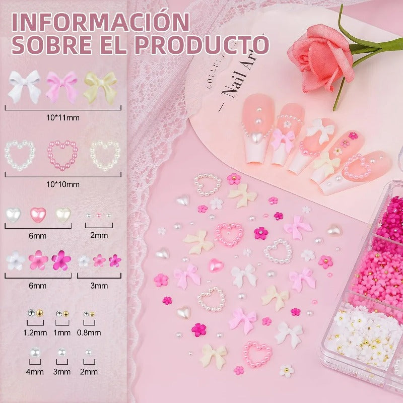 Decoracion De Uñas Acrílica 3d Lazo Flores Uñas Arte Diy Kit