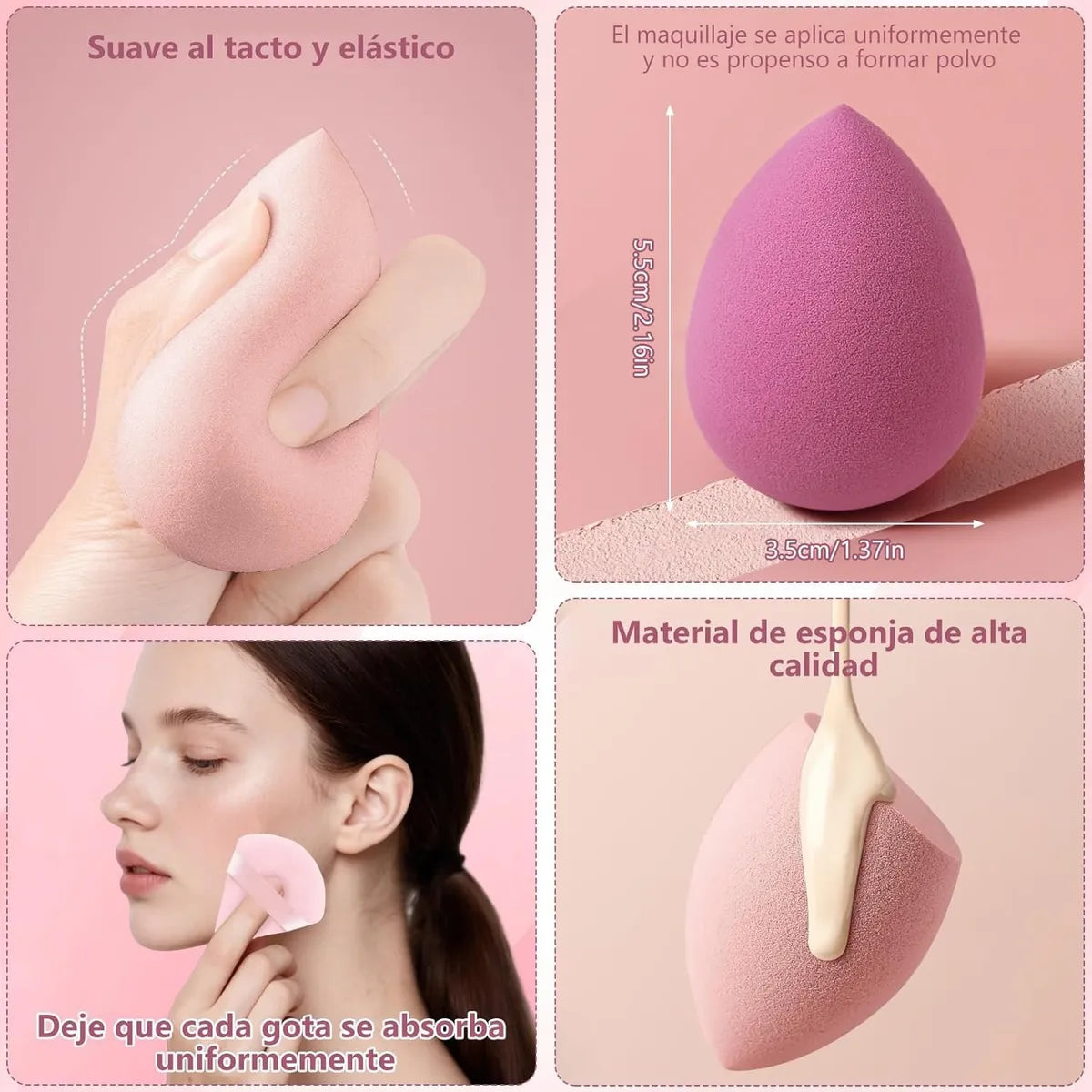 14 Kit Esponja Maquillaje En Polvo Beauty Blender