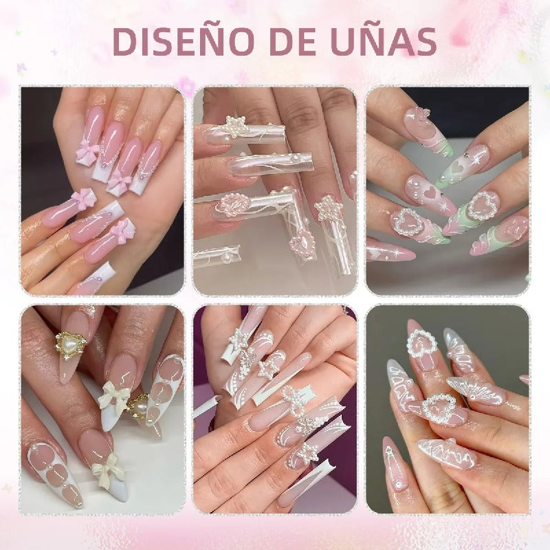 Decoracion De Uñas Acrílica 3d Lazo Flores Uñas Arte Diy Kit