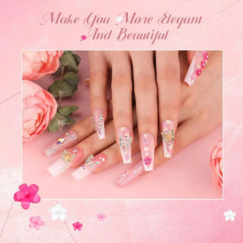 Decoracion De Uñas Acrílica 3d Lazo Flores Uñas Arte Diy Kit