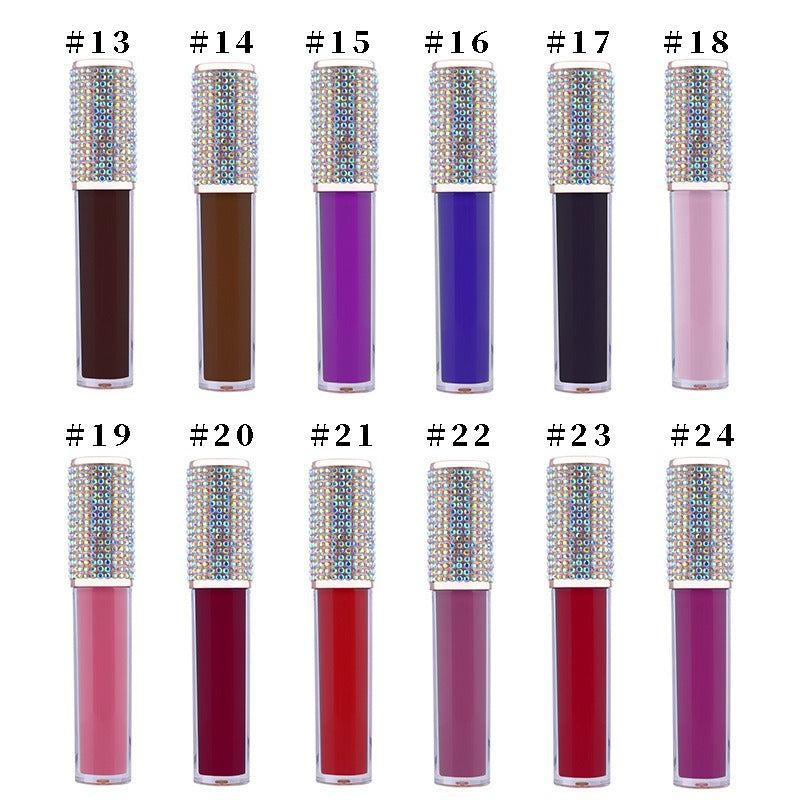 24-color neutral makeup Diamond non-stick Cup lip gloss matte liquid lipstick