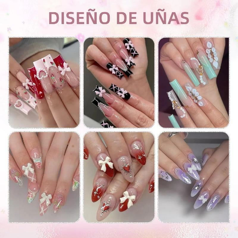 Decoracion De Uñas Acrílica 3d Lazo Flores Uñas Arte Diy Kit