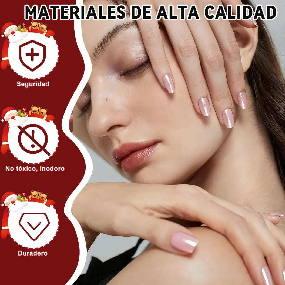 Kit Para Uñas Efecto Espejo Aurora Con 6 Color + 6 Aplicador