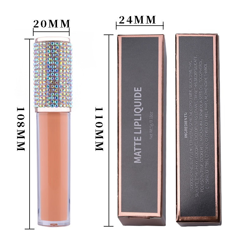 24-color neutral makeup Diamond non-stick Cup lip gloss matte liquid lipstick